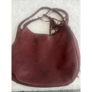 Margot New York Soft Leather Hobo Burgundy Slouchy Shoulder Bag Purse w/ Tassel